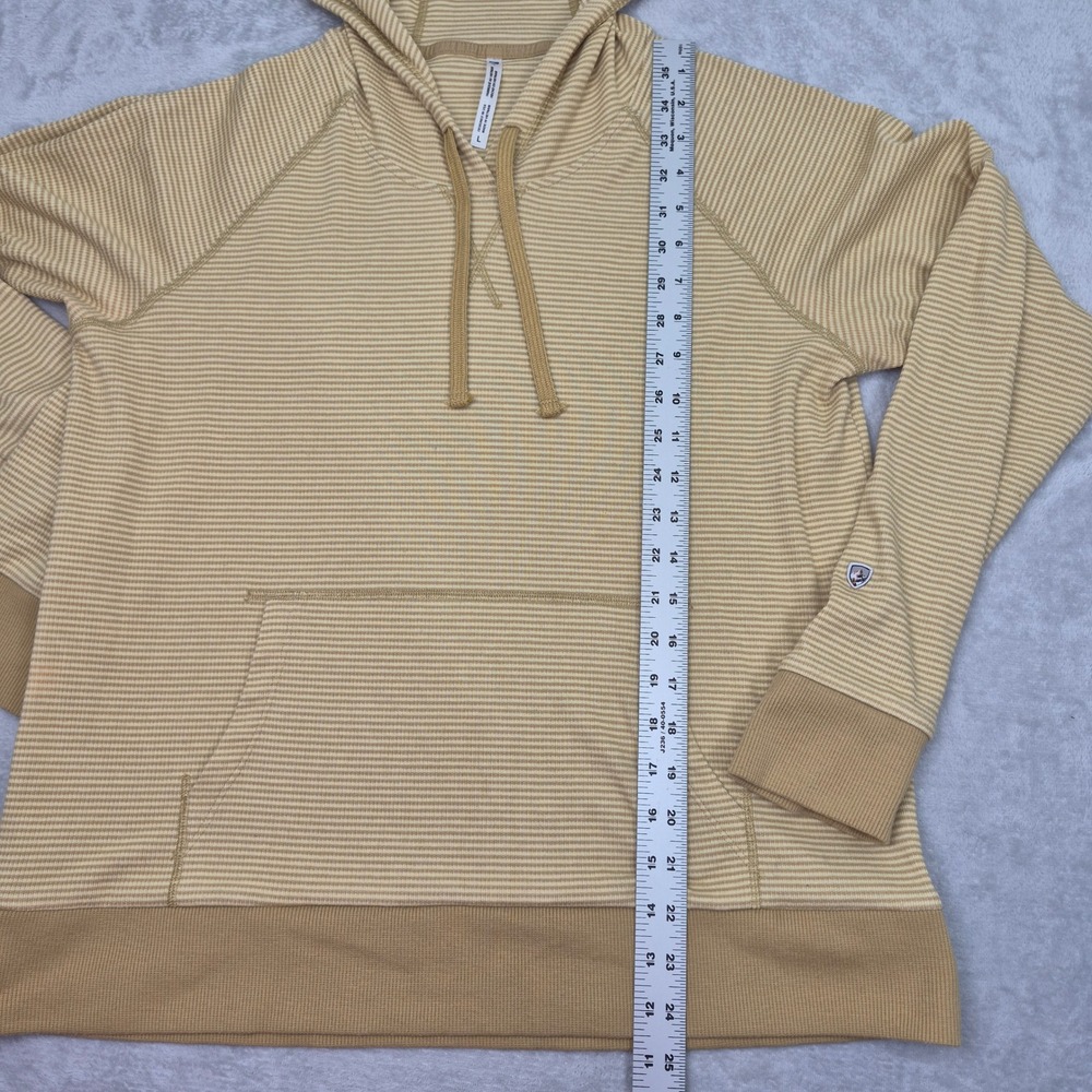 Kuhl Stria Womens L Striped Pullover Hoodie Yellow White Long Sleeve Lightweight - Picture 6 of 9